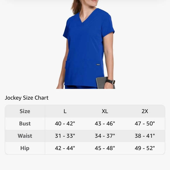 Galaxy Blue Jockey Women's Scrubs WOV-Neck Crossover Scrub Top - Picture 4 of 6